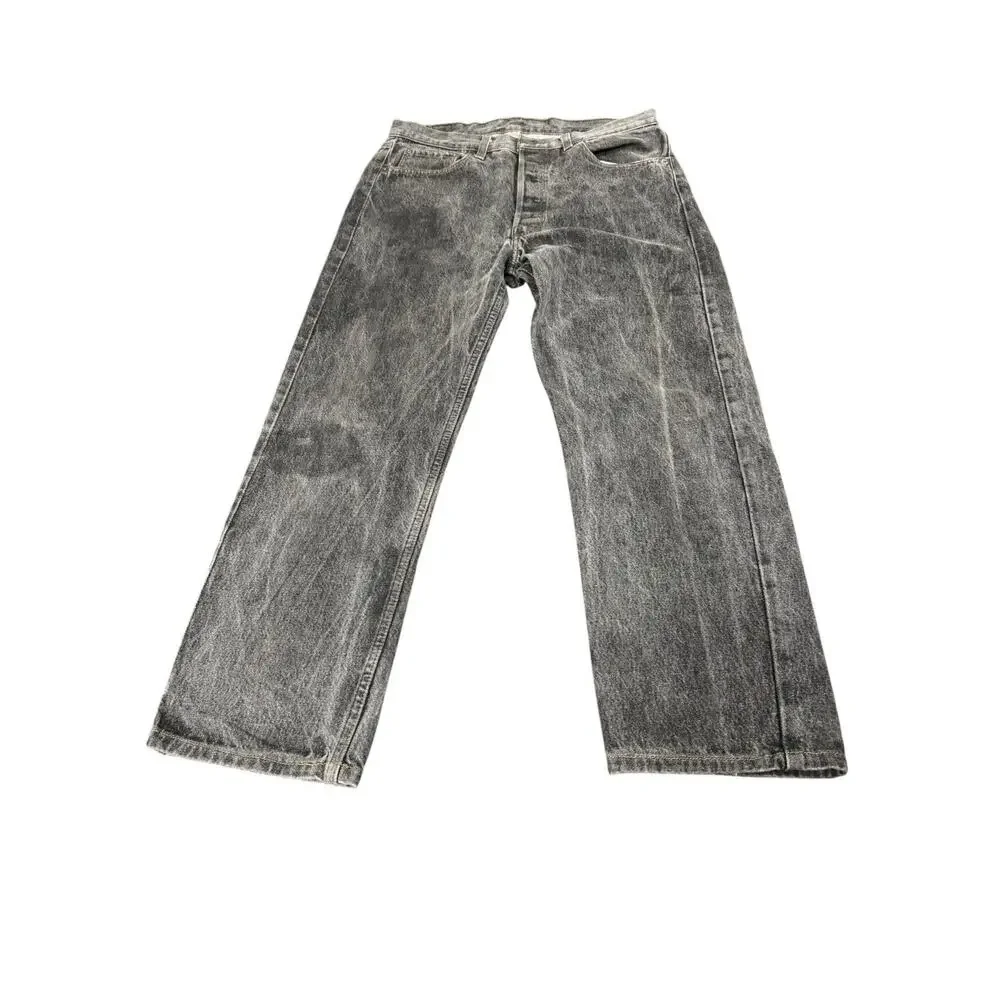 Vintage 90's Levi's 501 34X34 Charcoal Black Button Fly Jeans Classic Casual